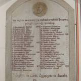 Tablica z nazwiskami poległych na frontach I w. ś. i w 1920 r.
